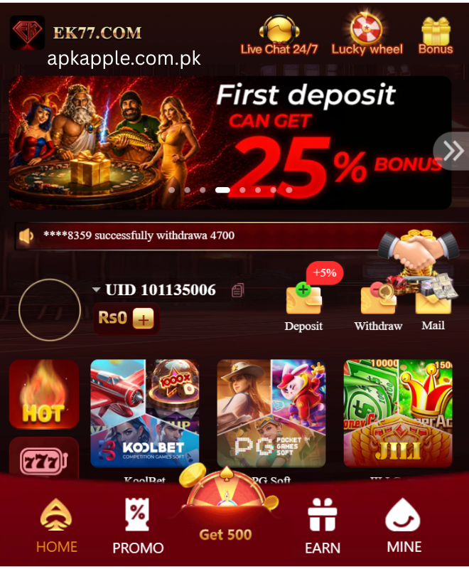 EK77 Game Download Real Money Earning Game for Pakistan 2026